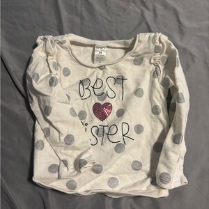 Carter's White 'Best Sister' Long-Sleeve Top with Silver Polka Dots